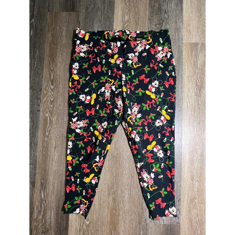 Disney Leggings Womens 3 Black Mickey Minnie‎ Mouse Christmas Holiday Festive